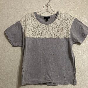 J. Crew Light Gray Lace Detail Top